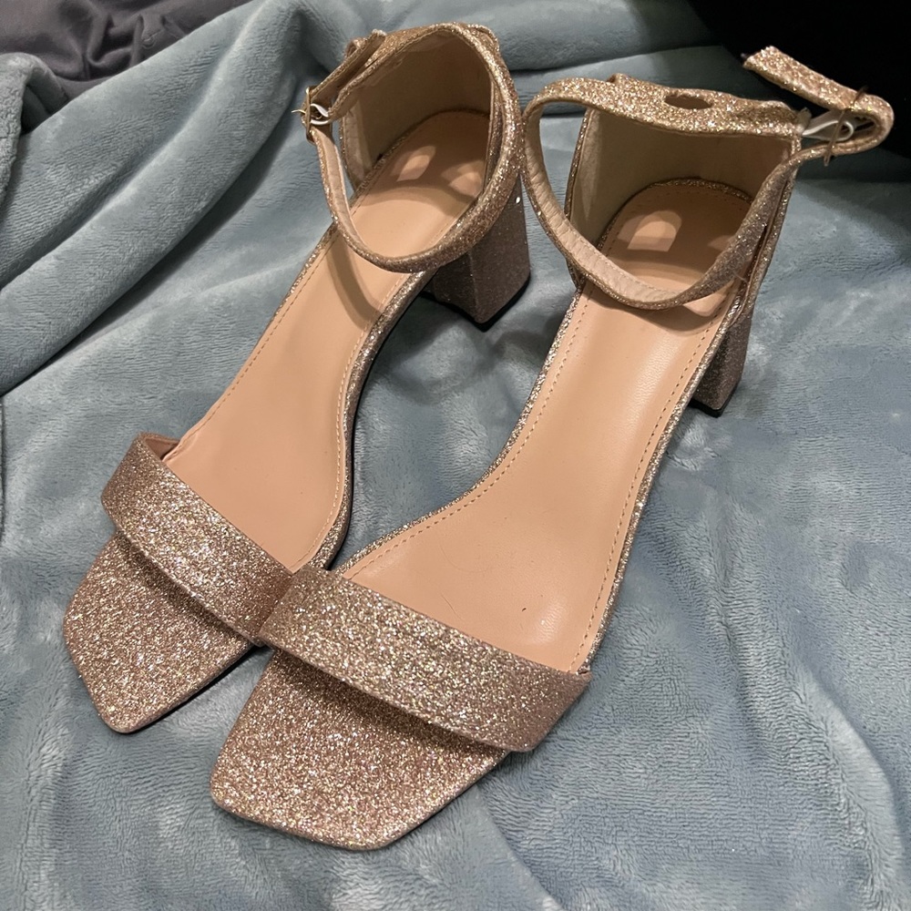 Rose gold glitter heels